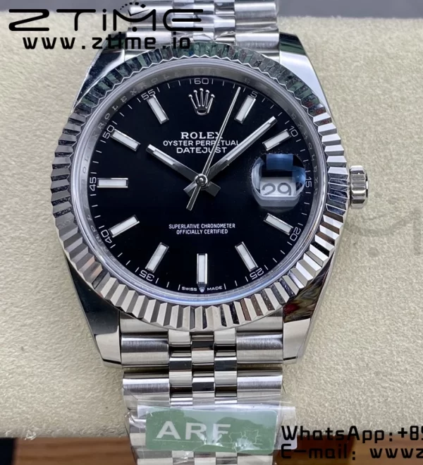Rolex DateJust 41 126334 ARF 1:1 Best Edition 904L Steel Black Dial on SS Jubilee Bracelet VR3235 - Super Clone Watch | 1:1 Best Version