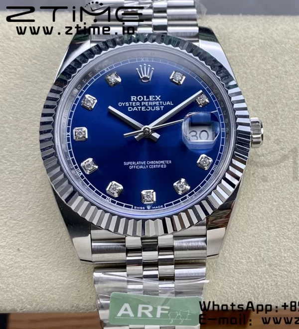 Rolex DateJust 41 126334 ARF 1:1 Best Edition 904L Steel Blue Diamonds Dial on SS Jubilee Bracelet VR3235 - Super Clone Watch | 1:1 Best Version