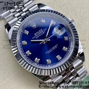 Rolex DateJust 41 126334 ARF 1:1 Best Edition 904L Steel Blue Diamonds Dial on SS Jubilee Bracelet VR3235 - Super Clone Watch | 1:1 Best Version
