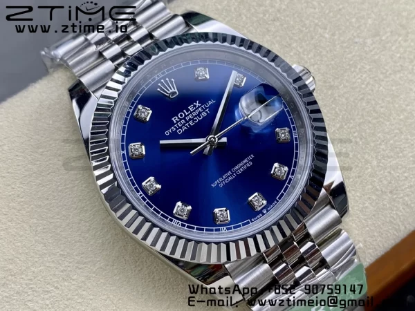 Rolex DateJust 41 126334 ARF 1:1 Best Edition 904L Steel Blue Diamonds Dial on SS Jubilee Bracelet VR3235 - Super Clone Watch | 1:1 Best Version
