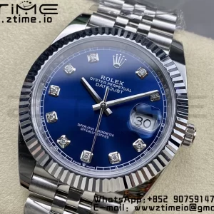 Rolex DateJust 41 126334 ARF 1:1 Best Edition 904L Steel Blue Diamonds Dial on SS Jubilee Bracelet VR3235 - Super Clone Watch | 1:1 Best Version