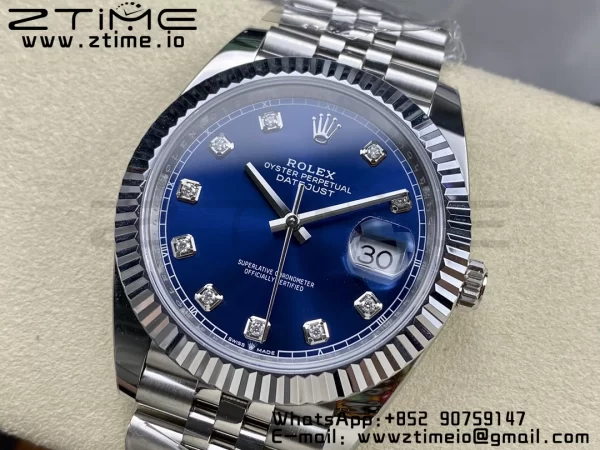 Rolex DateJust 41 126334 ARF 1:1 Best Edition 904L Steel Blue Diamonds Dial on SS Jubilee Bracelet VR3235 - Super Clone Watch | 1:1 Best Version