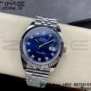 Rolex DateJust 41 126334 ARF 1:1 Best Edition 904L Steel Blue Diamonds Dial on SS Jubilee Bracelet VR3235 - Super Clone Watch | 1:1 Best Version