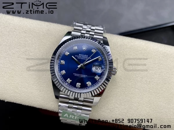 Rolex DateJust 41 126334 ARF 1:1 Best Edition 904L Steel Blue Diamonds Dial on SS Jubilee Bracelet VR3235 - Super Clone Watch | 1:1 Best Version