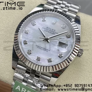 Rolex DateJust 41 126334 ARF 1:1 Best Edition 904L Steel White MOP Dial on SS Jubilee Bracelet VR3235 - Super Clone Watch | 1:1 Best Version
