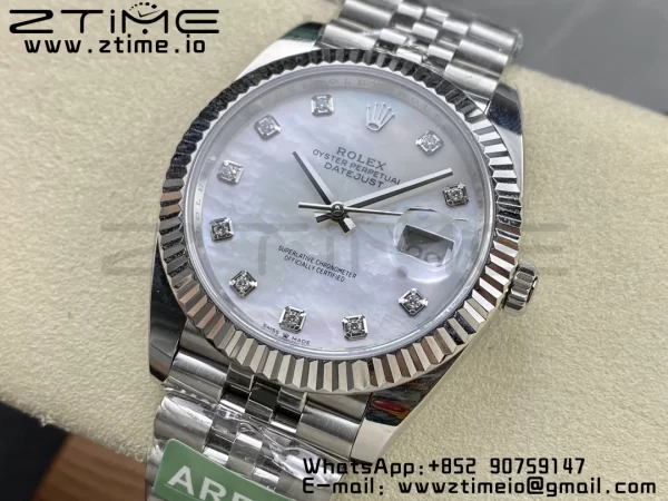 Rolex DateJust 41 126334 ARF 1:1 Best Edition 904L Steel White MOP Dial on SS Jubilee Bracelet VR3235 - Super Clone Watch | 1:1 Best Version