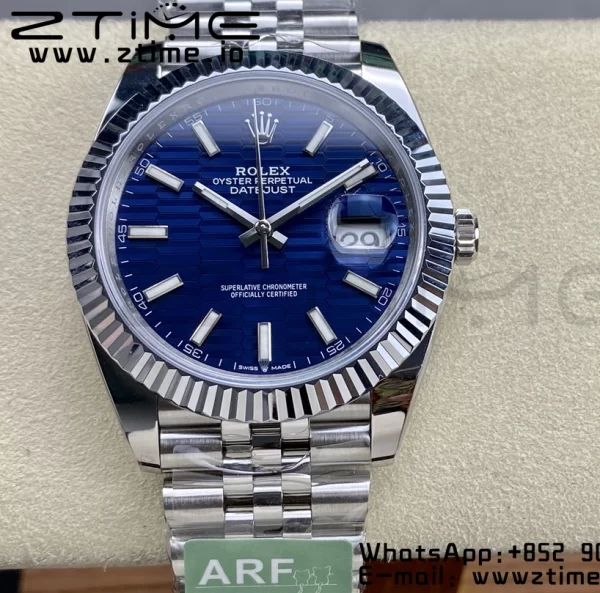 Rolex DateJust 41 126334 ARF 1:1 Best Edition 904L Steel Cadran albastru texturat pe brățară SS Jubilee VR3235 - Super Clone Watch | 1:1 Best Version