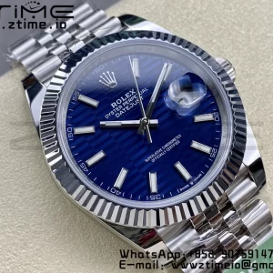 Rolex DateJust 41 126334 ARF 1:1 Best Edition 904L Steel Cadran albastru texturat pe brățară SS Jubilee VR3235 - Super Clone Watch | 1:1 Best Version
