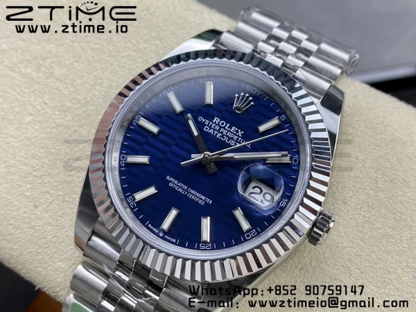 Rolex DateJust 41 126334 ARF 1:1 Best Edition 904L Steel Cadran albastru texturat pe brățară SS Jubilee VR3235 - Super Clone Watch | 1:1 Best Version