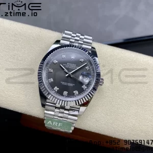 Rolex DateJust 41 126334 ARF 1:1 Best Edition 904L Steel Gray Diamonds Dial on SS Jubilee Bracelet VR3235 - Super Clone Watch | 1:1 Best Version