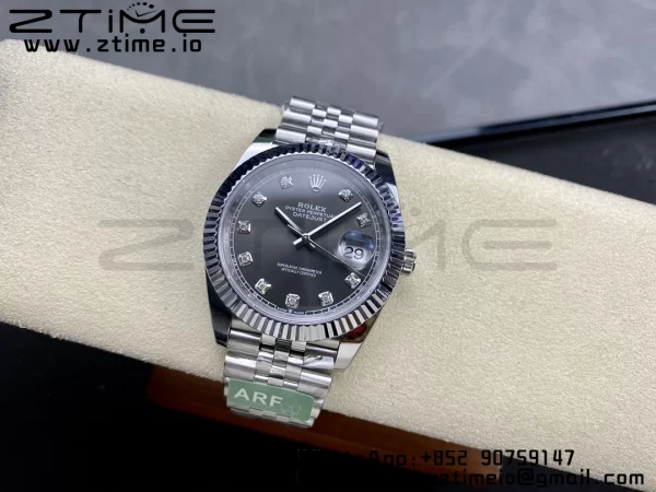 Rolex DateJust 41 126334 ARF 1:1 Best Edition 904L Steel Gray Diamonds Dial on SS Jubilee Bracelet VR3235 - Super Clone Watch | 1:1 Best Version