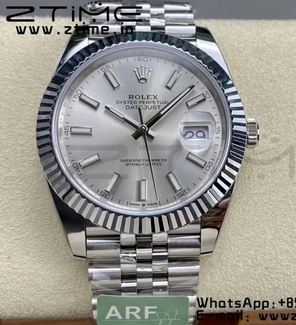 Rolex DateJust 41 126334 ARF 1:1 Best Edition 904L Steel Silvery  Dial on SS Jubilee Bracelet VR3235 - Super Clone Watch | 1:1 Best Version