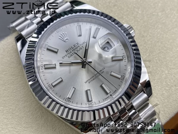 Rolex DateJust 41 126334 ARF 1:1 Best Edition 904L Steel Silvery  Dial on SS Jubilee Bracelet VR3235 - Super Clone Watch | 1:1 Best Version