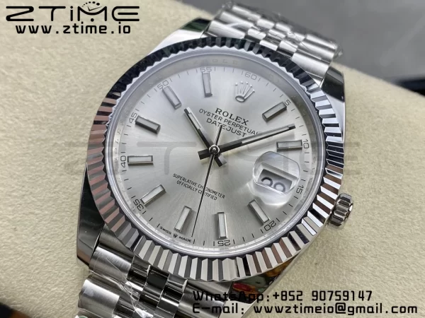 Rolex DateJust 41 126334 ARF 1:1 Best Edition 904L Steel Silvery  Dial on SS Jubilee Bracelet VR3235 - Super Clone Watch | 1:1 Best Version