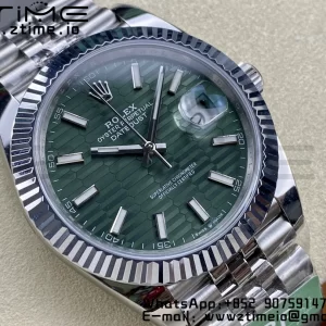 Rolex DateJust 41 126334 ARF 1:1 Best Edition 904L Steel Green Textured Dial on SS Jubilee Bracelet VR3235 - Super Clone Watch | 1:1 Best Version
