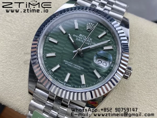 Rolex DateJust 41 126334 ARF 1:1 Best Edition 904L Steel Green Textured Dial on SS Jubilee Bracelet VR3235 - Super Clone Watch | 1:1 Best Version