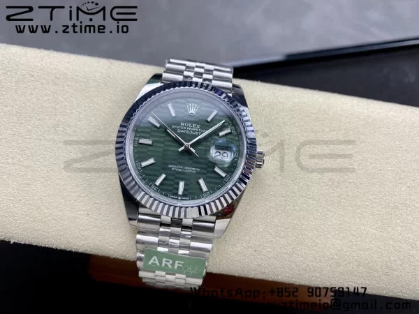 Rolex DateJust 41 126334 ARF 1:1 Best Edition 904L Steel Green Textured Dial on SS Jubilee Bracelet VR3235 - Super Clone Watch | 1:1 Best Version