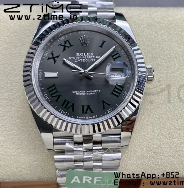 Rolex DateJust 41 126334 ARF 1:1 Best Edition 904L Acciaio Quadrante Verde Romano su Bracciale SS Jubilee VR3235 - Orologio Super Clone | 1:1 Best Version