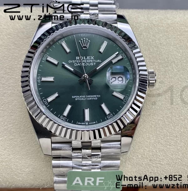 Rolex DateJust 41 126334 ARF 1:1 Best Edition 904L Steel Green Dial on SS Jubilee Bracelet VR3235 - Super Clone Watch | 1:1 Best Version