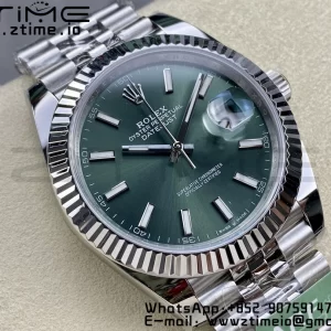 Rolex DateJust 41 126334 ARF 1:1 Best Edition 904L Steel Green Dial on SS Jubilee Bracelet VR3235 - Super Clone Watch | 1:1 Best Version