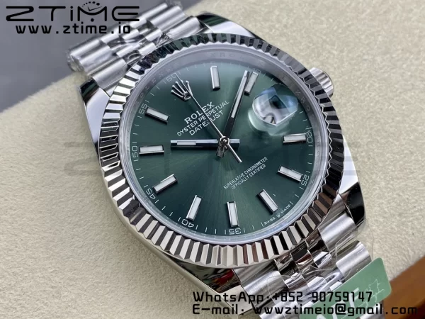 Rolex DateJust 41 126334 ARF 1:1 Best Edition 904L Steel Green Dial on SS Jubilee Bracelet VR3235 - Super Clone Watch | 1:1 Best Version