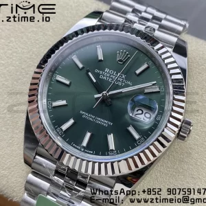 Rolex DateJust 41 126334 ARF 1:1 Best Edition 904L Steel Green Dial on SS Jubilee Bracelet VR3235 - Super Clone Watch | 1:1 Best Version