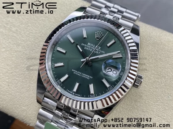 Rolex DateJust 41 126334 ARF 1:1 Best Edition 904L Steel Green Dial on SS Jubilee Bracelet VR3235 - Super Clone Watch | 1:1 Best Version