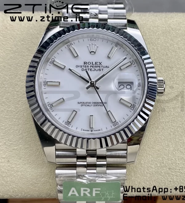 Rolex DateJust 41 126334 ARF 1:1 Best Edition 904L Steel White Dial on SS Jubilee Bracelet VR3235 - Super Clone Watch | 1:1 Best Version