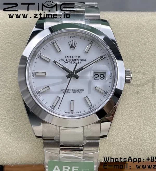 Rolex DateJust 41 126300 ARF 1:1 Best Edition 904L Steel White Dial on SS Oyster Bracelet - Super Clone Watch | 1:1 Best Version