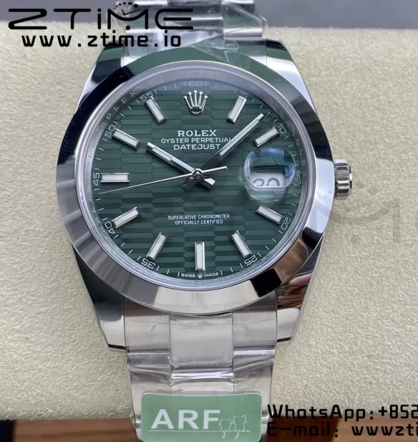 Rolex DateJust 41 126300 ARF  1:1 Best Edition 904L Steel Green Textured  Dial on SS Oyster Bracelet - Super Clone Watch | 1:1 Best Version