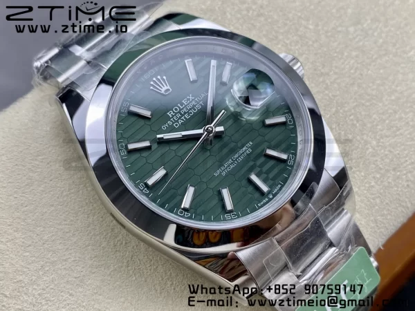 Rolex DateJust 41 126300 ARF  1:1 Best Edition 904L Steel Green Textured  Dial on SS Oyster Bracelet - Super Clone Watch | 1:1 Best Version