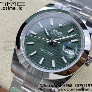 Rolex DateJust 41 126300 ARF  1:1 Best Edition 904L Steel Green Textured  Dial on SS Oyster Bracelet - Super Clone Watch | 1:1 Best Version