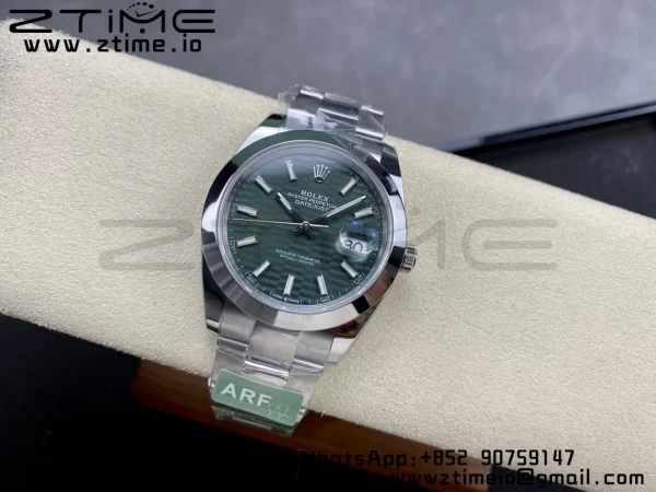 Rolex DateJust 41 126300 ARF  1:1 Best Edition 904L Steel Green Textured  Dial on SS Oyster Bracelet - Super Clone Watch | 1:1 Best Version