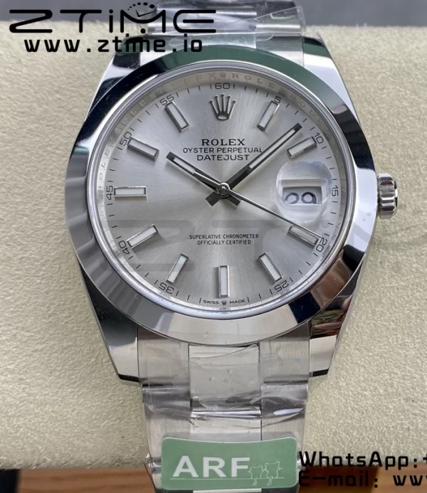 Rolex DateJust 41 126300 ARF  1:1 Best Edition 904L Steel Silvery Dial on SS Oyster Bracelet - Super Clone Watch | 1:1 Best Version