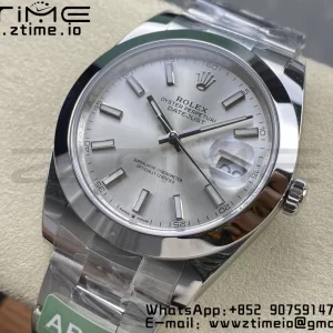 Rolex DateJust 41 126300 ARF  1:1 Best Edition 904L Steel Silvery Dial on SS Oyster Bracelet - Super Clone Watch | 1:1 Best Version