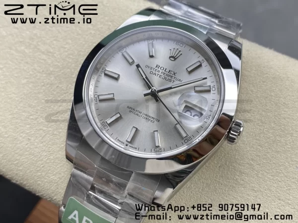 Rolex DateJust 41 126300 ARF  1:1 Best Edition 904L Steel Silvery Dial on SS Oyster Bracelet - Super Clone Watch | 1:1 Best Version