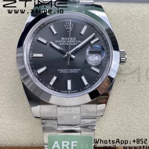 Rolex DateJust 41 126300 ARF  1:1 Best Edition 904L Steel Gray Dial on SS Oyster Bracelet - Super Clone Watch | 1:1 Best Version