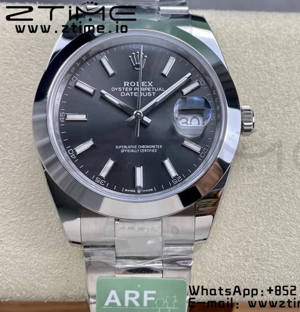 Rolex DateJust 41 126300 ARF 1:1 Best Edition 904L Steel Gray Dial on SS Oyster Bracelet - Super Clone Watch | 1:1 Best Version