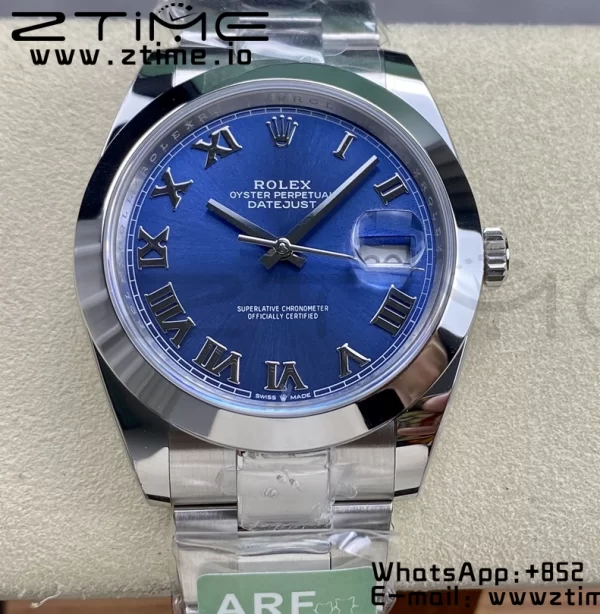 Rolex DateJust 41 126300 ARF 1:1 Best Edition 904L Steel Blue Roman Dial on SS Oyster Bracelet - Super Clone Watch | 1:1 Best Version