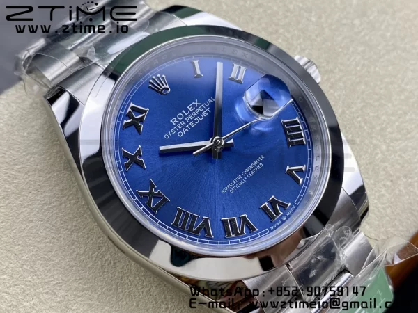 Rolex DateJust 41 126300 ARF 1:1 Best Edition 904L Steel Blue Roman Dial on SS Oyster Bracelet - Super Clone Watch | 1:1 Best Version