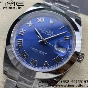 Rolex DateJust 41 126300 ARF 1:1 Best Edition 904L Steel Blue Roman Dial on SS Oyster Bracelet - Super Clone Watch | 1:1 Best Version