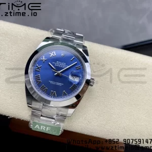 Rolex DateJust 41 126300 ARF 1:1 Best Edition 904L Steel Blue Roman Dial on SS Oyster Bracelet - Super Clone Watch | 1:1 Best Version