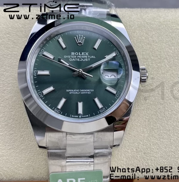 Rolex DateJust 41 126300 ARF  1:1 Best Edition 904L Steel Green Dial on SS Oyster Bracelet - Super Clone Watch | 1:1 Best Version