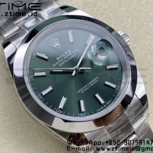 Rolex DateJust 41 126300 ARF  1:1 Best Edition 904L Steel Green Dial on SS Oyster Bracelet - Super Clone Watch | 1:1 Best Version