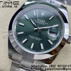 Rolex DateJust 41 126300 ARF  1:1 Best Edition 904L Steel Green Dial on SS Oyster Bracelet - Super Clone Watch | 1:1 Best Version