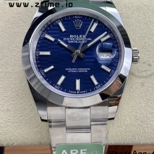 Rolex DateJust 41 126300 ARF  1:1 Best Edition 904L Steel Blue Textured  Dial on SS Oyster Bracelet - Super Clone Watch | 1:1 Best Version