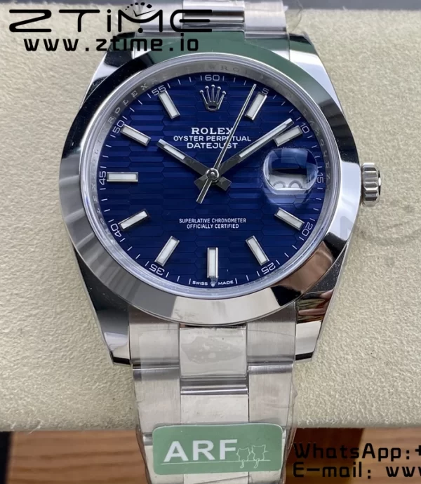Rolex DateJust 41 126300 ARF 1:1 Best Edition 904L Steel Blue Textured Dial on SS Oyster Bracelet - Super Clone Watch | 1:1 Best Version