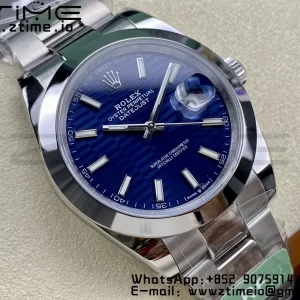Rolex DateJust 41 126300 ARF 1:1 Best Edition 904L Steel Blue Textured Dial on SS Oyster Bracelet - Super Clone Watch | 1:1 Best Version