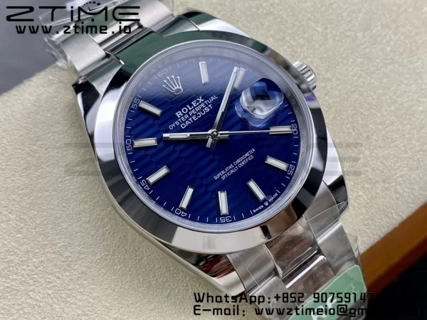 Rolex DateJust 41 126300 ARF 1:1 Best Edition 904L Steel Blue Textured Dial on SS Oyster Bracelet - Super Clone Watch | 1:1 Best Version