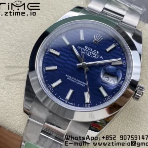 Rolex DateJust 41 126300 ARF 1:1 Best Edition 904L Steel Blue Textured Dial on SS Oyster Bracelet - Super Clone Watch | 1:1 Best Version